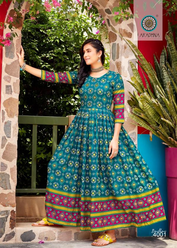 Aradhna Bandhani Vol 4 Fancy Long Anarkali Kurti Collection